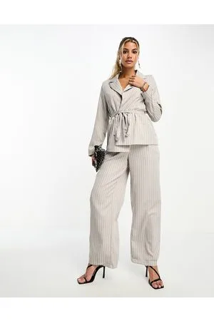 VERO MODA Pinstripe relaxed belted blazer co-ord in