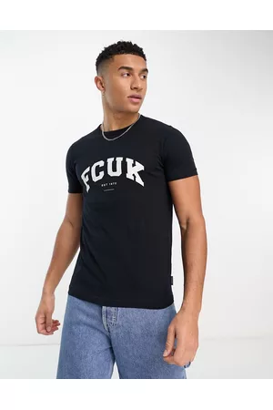 French Connection Men Short Sleeve - FCUK varsity faded logo t-shirt in dark