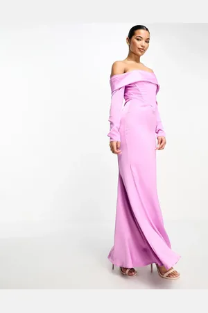 Something New Corsetted off the shoulder maxi dress in satin