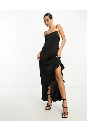Lola May Cowl front asymmetric hem midi dress in