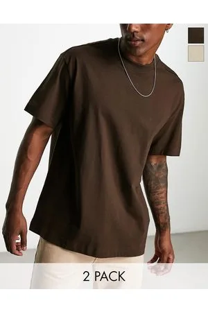 Weekday Oversized 2-pack t-shirt in beige and brown