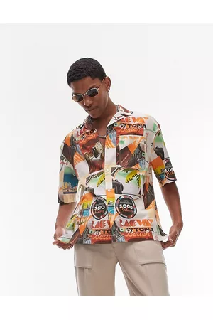 Topman Men Short sleeves - Palm beach printed short sleeve revere shirt