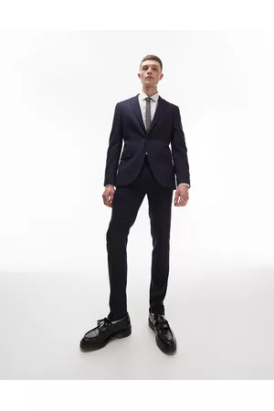 Topman Men Skinny Pants - Stretch super skinny textured suit trousers in