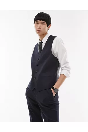 Topman Men Waistcoats - Skinny textured suit waistcoat in