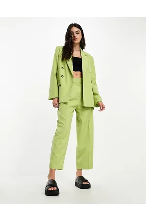 ASOS Tapered suit trousers with turn up hem in palm