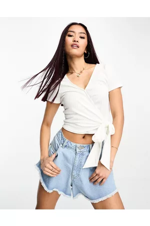 Urban Revivo long sleeve off the shoulder corset top in white