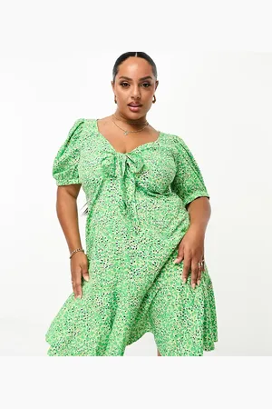 Pieces® Pieces Curve tie front mini dress in floral