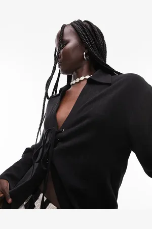 Topshop Co-ord long sleeve tie up top in