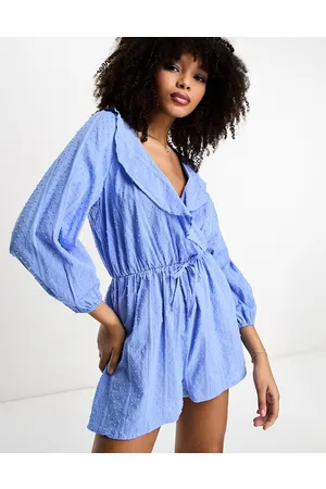 Little Mistress Long sleeve ruffle playsuit in baby