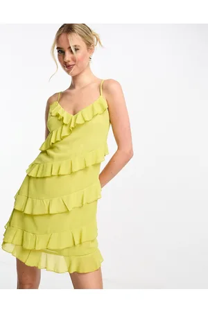 Style Cheat Satin cami mini dress in chartreuse