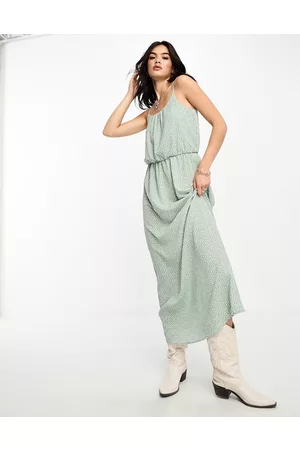 ONLY Ruched out maxi dress in spot