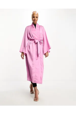 Trendyol Wide sleeve belted dress in hot satin