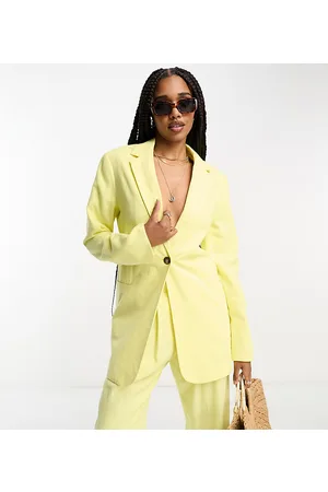 ASOS ASOS DESIGN Tall slim fit suit blazer with linen in lemon