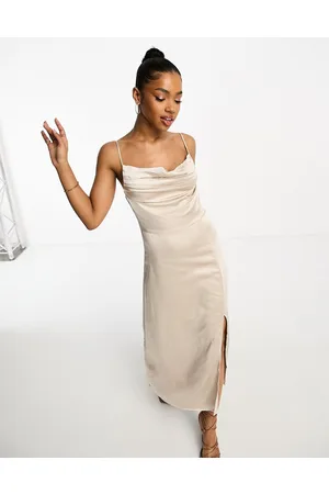 Pimkie Cowl neck maxi dress with side split in beige
