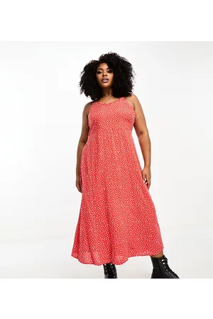Pieces® Pieces Curve maxi slip dress in red heart print