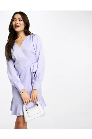 Style Cheat Satin wrap mini dress in lilac