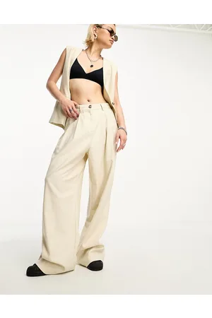 Object Linen mix wide leg dad trouser co-ord in cream