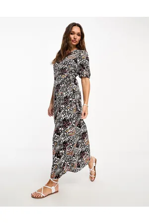 VILA Wrap maxi dress in animal mix print