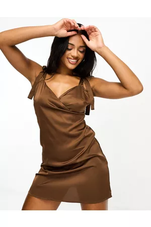 NaaNaa Satin a-line wrap mini dress in