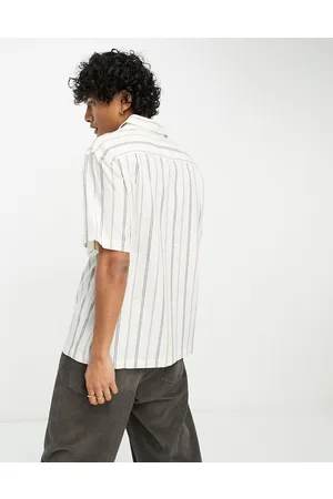 PACSUN Ari resort short sleeve linen shirt in and black stripe