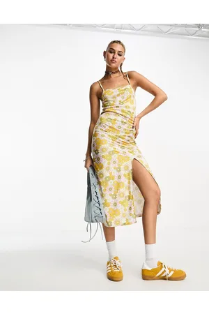 Noisy May Ruched side midi dress in 70