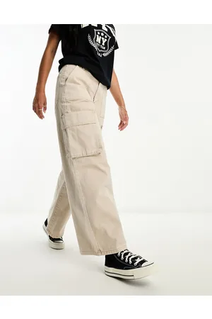 Miss Selfridge Baggy twill cargo trouser in taupe