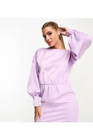 In The Style Exclusive satin mini tie back dress in lilac