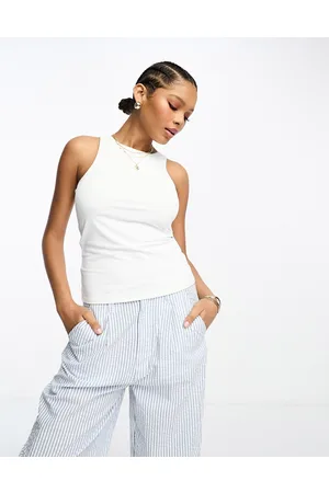 VILA Racer neck slinky vest top in