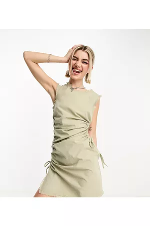 COLLUSION Cut out ruched shift summer dress in washed