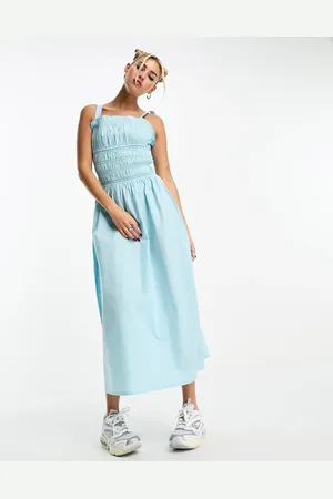 Native Youth Shirred stitch detail midaxi dress in