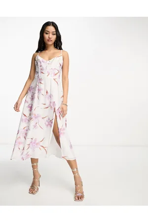 Bardot Slip midi dress in ivory floral