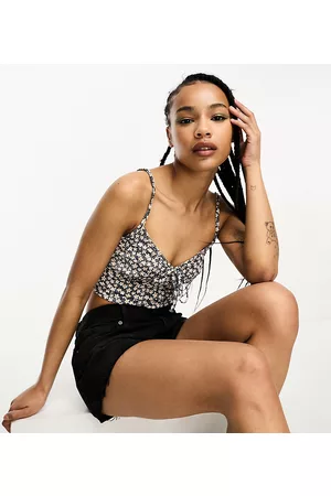 ONLY Cami tie front top in ditsy floral