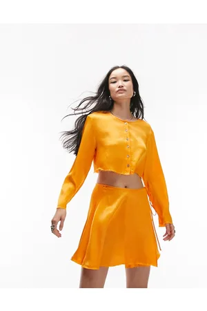 Topshop Co-ord raw edge button through blouse in