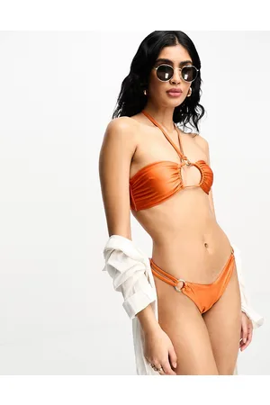 Hunkemöller Desert rings high leg bikini bottom in rust orange