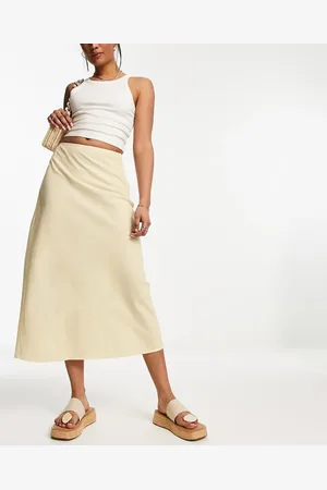 ASOS Linen bias midi skirt in natural