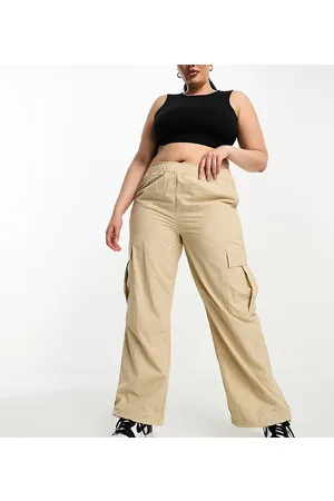 ONLY Wide leg parachute pants in beige