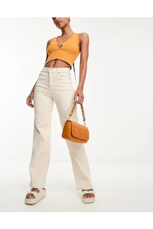 Dr Denim Moxy straight sky high jeans in beige