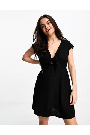 VERO MODA Linen touch tie front mini dress in