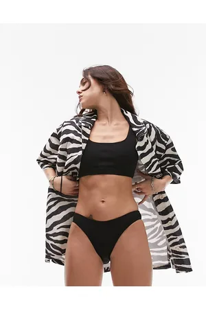 Topshop Mix and match rib high leg bikini bottoms in
