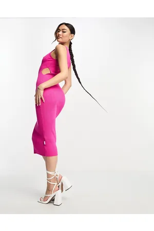 Sixth June Knitted cut out midi dress in