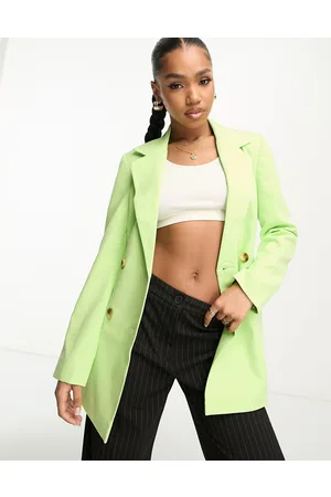 Miss Selfridge Longline fitted waist blazer in lime