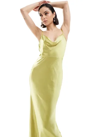 Pretty Lavish Keisha satin maxi dress in chartreuse