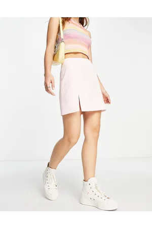 Miss Selfridge Split hem mini skirt in pale