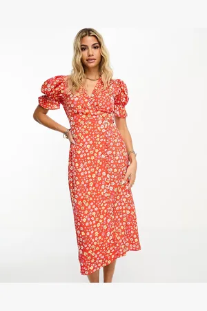 Influence Wrap front midi dress in floral print