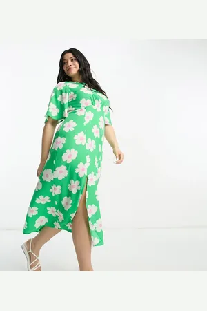Influence Flutter sleeve midi tea dress in floral print