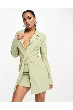 Kaiia Twist front cut out mini blazer dress in sage
