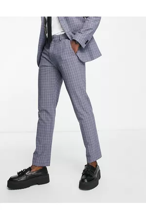 SELECTED Slim fit suit trouser in blue check