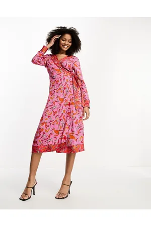 Never Fully Dressed Contrast wrap midi dress in and red chilli print