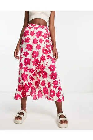 Monki Wrap midaxi skirt in floral print