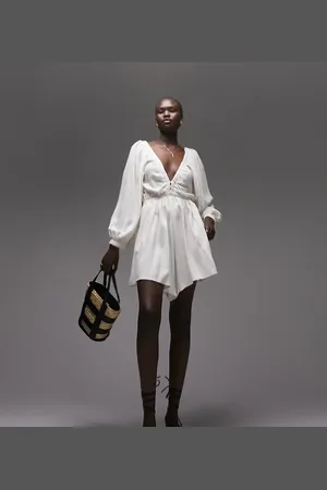 Topshop Flippy playsuit in ivory